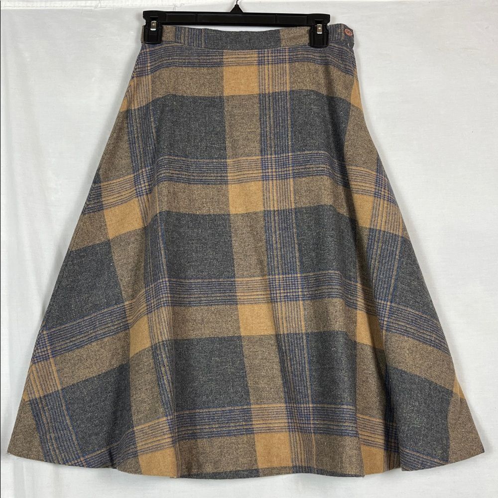 Vintage Wool Blend Brown and Gray Flannel Skirt